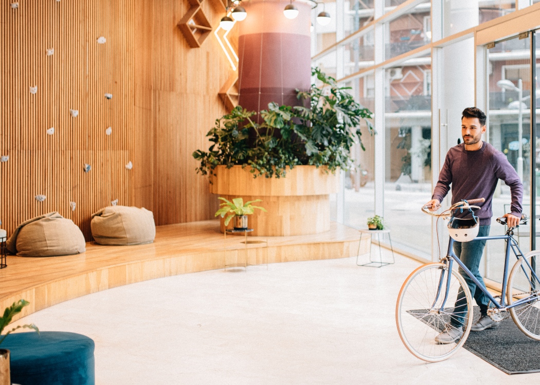 A man cycling to work