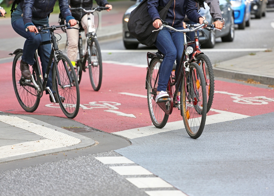 People cycling to work
